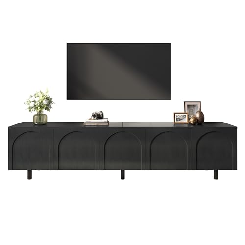 Mueble de TV de 180 cm en MDF negro, una mesa de salón funcional 2