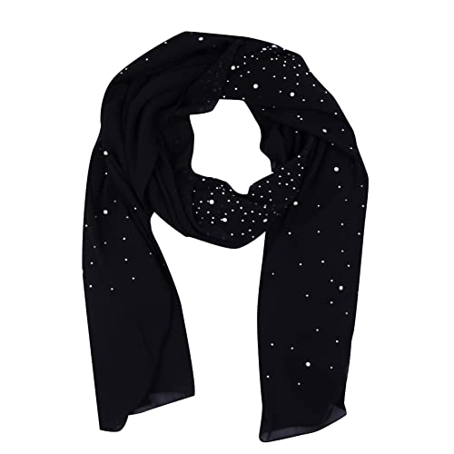 ANKOMINA Women Soft Chiffon Glitter Rhinestone Long Scarf Shawls Fashion Muslim Hijab Head Wrap Scarves4