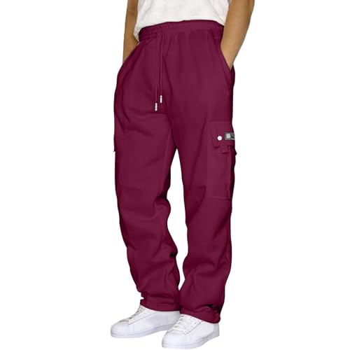 Pantalon de jogging noir pour homme en polaire ample et confortable avec cordon
