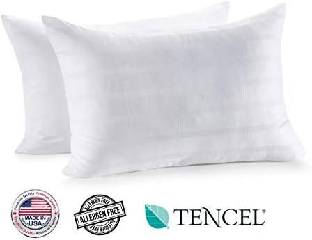 In Style Furnishings - Luxury Plush Gel Fiber Bed Pillows (2-Pack) - Made in USA - Hotel Quality Hypoallergenic, + Cotton - Queen