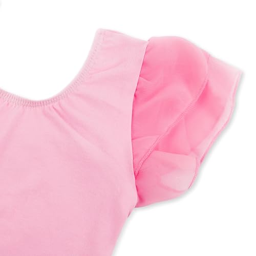 Image of EQSJIU Ballet Leotards for Girls with Removable Skirt Combo Tie Ruffle Sleeve Ballet Dance Dress Outfit 2-12 Years