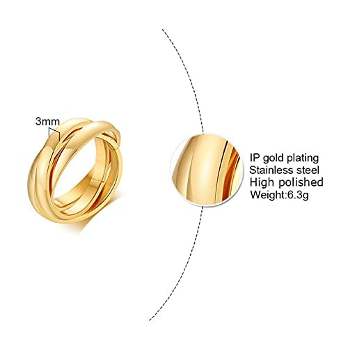 MYNENEY Women Minimalist Promise Ring Triple Interlocked Rolling Rings Size 4-123