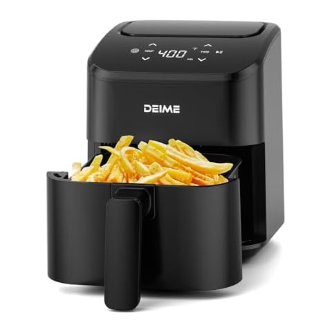 DEIME Air Fryer 3 Qt, Small Airfryer Digital Space Saving Compact, Bake, Reheat, Roasts for Quick Easy Meals, Mini Compact & Quiet, Nonstick & Dishwasher Safe Basket (Black) Cover