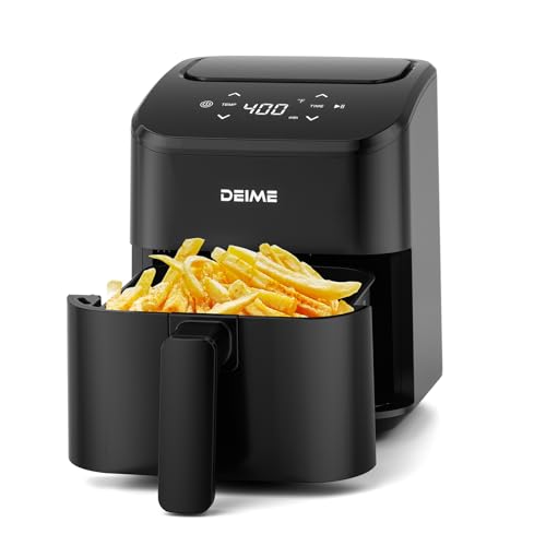 DEIME Air Fryer 3 Qt, Small Airfryer Digital Space Saving Compact, Bake, Reheat, Roasts for Quick Easy Meals, Mini Compact & Quiet, Nonstick & Dishwasher Safe Basket (Black)