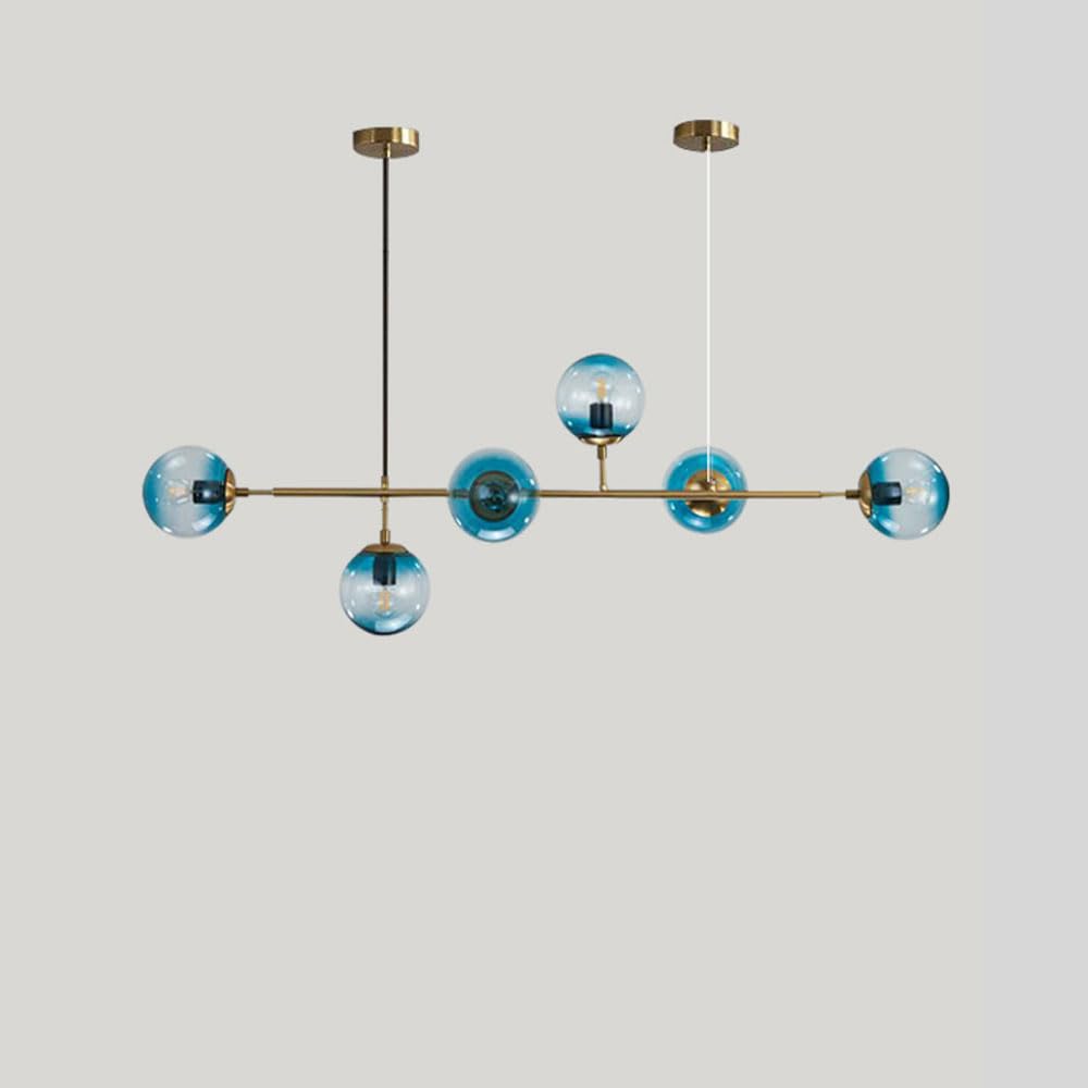 KXEcoLife Modern E27 Glass Globe Pendant Light - 6-Light Chandelier, Adjustable Nordic Style Lighting for Kitchen Island, Farmhouse Decor Elegant Shade Ceiling Fixture