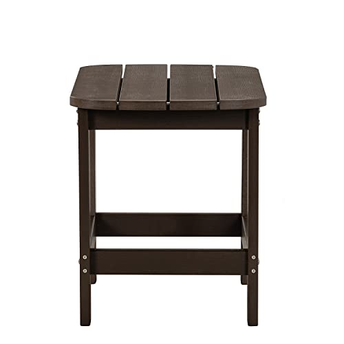 Hulala Home Adirondack Outdoor Side Table Rectangular End Table For Patio Lawn Garden Backyard Pool, Easy Maintenance & Weather Resistant, Brown #TOP3