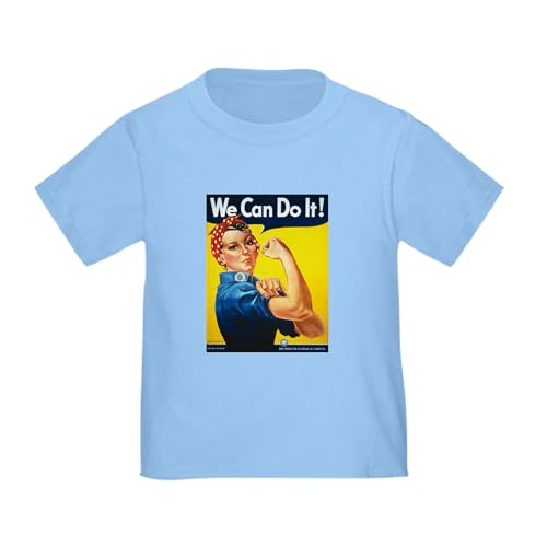 CafePress Rosie The Riveter Toddler T Shirt Toddler Graphic Tee, 100% Cotton Baby Blue