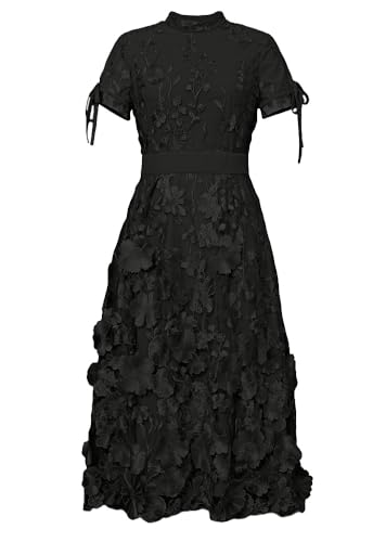 CHIC STAR Womens 3D Embroidery Applique Dress L Black