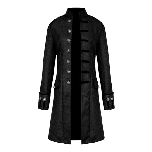 KGIHPC Men Steampunk Vintage Jacket Retro Gothic Victorian Frock Coat Halloween Costume Medieval Tailcoat Jacket (Black L)