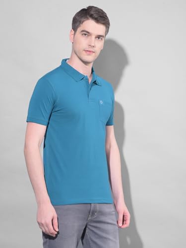 Image of Dollar Men's Pack of 1 Solid Cotton Blend Polo Neck T-Shirt
