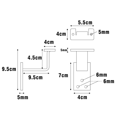 Handrail Bracket - Modern Steel Metal Stair Rail Black (3 Pack) #TOP5