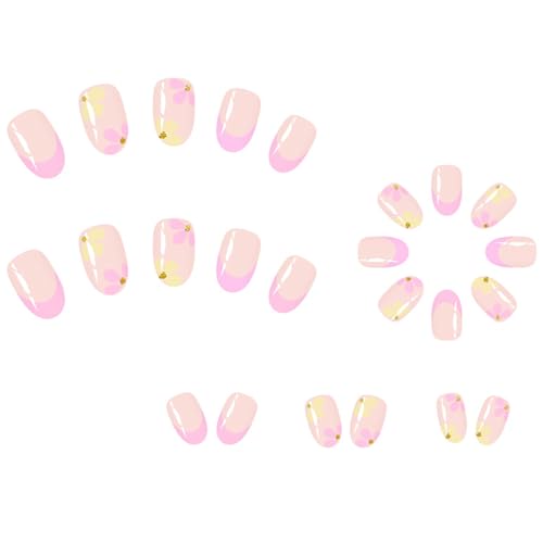 24pcs almendras prensa en las uñas francés falso acrílico adhesivos artificiales para mujeres diseño de uñas