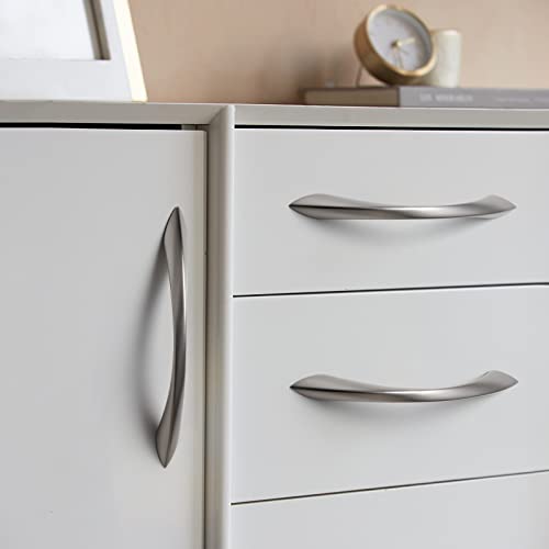 Image of 2 Pack Brushed Nickel Cabinet Pulls 5 Inch Arch Twisted Silver Handles Drawer Kitchen Cupboard Bathroom Dresser Cabinet Hardware Zinc Alloy