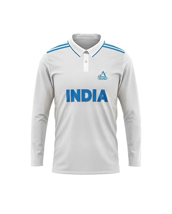 AKIBA Indian Cricket Test Team Full-Sleeve Polo T-Shirt for Men/Women