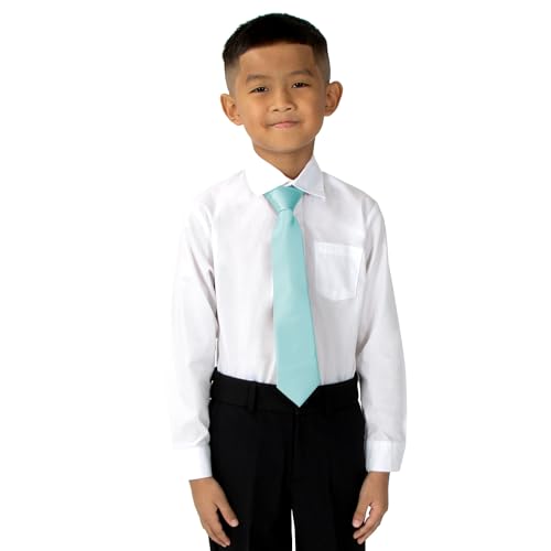 Spring Notion Boys' Satin Zipper Necktie Aqua Small3