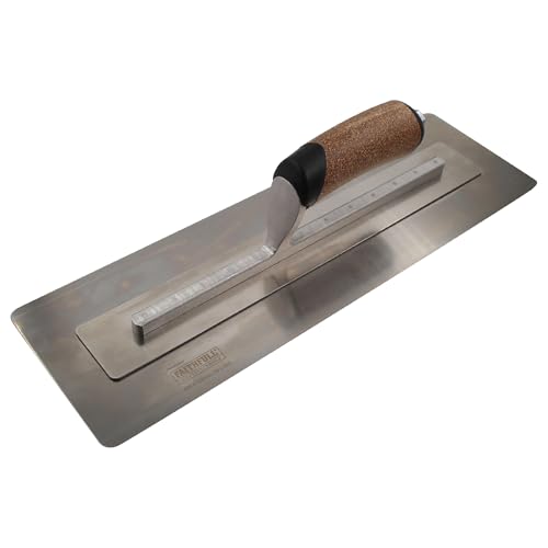 Faithfull FAIPTFLEX16C Flex Finishing Trowel, High-Grade Stainless Steel Plastering Hand Tool with Ergonomic Cork Handle - 400mm (16”)