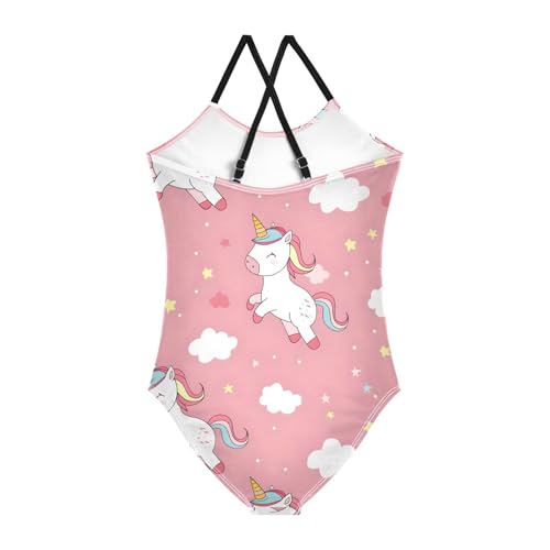 Bolaz Girls Swimsuits One-Piece Bathing Suits Multicolor Kids Sport Summer Beach Swimwear for 3-10 Years Old-Cartoon Cute Unicorn2