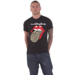 Rolling Stones The T Shirt Leopard Print Tongue Band Logo Officiel Homme Noir - Les Beatles, Paul McCartney, John Lennon, RIngo Starr, George Harrison