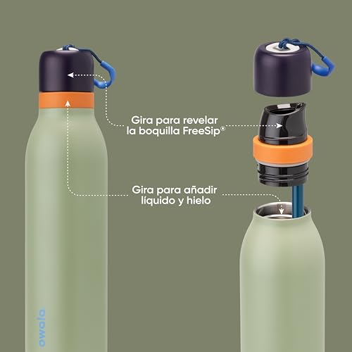Image of Owala FreeSip Twist Insulated Stainless Steel Water Bottle with Straw for Sports and Travel, BPA-Free, 24-oz, Blue /Green (Camo Cool)