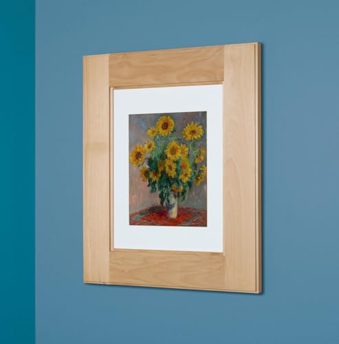 Image of 13x16 Concealed Picture Frame Medicine Cabinet without Mirror for Bathroom, Recessed in the Wall, Made in North America, Real Wood, NO MDF, Adjustable Shelves, Unfinished Shaker