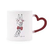 Kapazität: 350 ml / 12 oz Lunettes Girafe Handsome Morphing Mug sensible à la chaleur Tasse de cœur rouge
