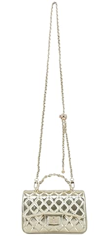 Image of M-ioi-M Small Quilted Crossbody Bags for Women,Leather Shoulder Bag with Gold Chain Strap,Metal Top Handle Flap Evening Purse