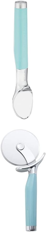 KitchenAid Classic Ice Cream Scoop, One Size, Aqua Sky 2 & KitchenAid Classic Pizza Wheel, 9-Inch, Aqua Sky