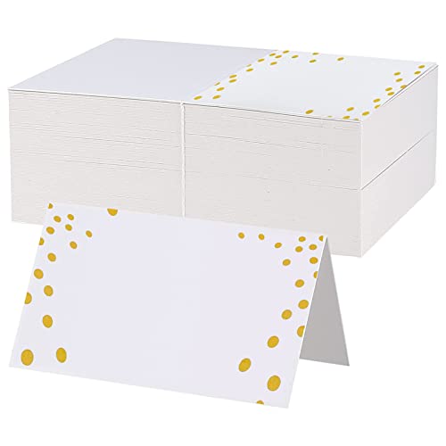 ZZLBZN Tarjetas de lugar de mesa, 25 tarjetas de nombre para mesa, tarjetas de nombre en blanco para decoración de mesa, boda, Navidad, Halloween, fiesta, recepción, oficina, cena (lunares dorados)