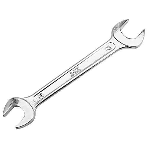 Utoolmart Double Open End Wrench, 245Mm Length Metric Wrench, 24Mm X 27Mm Crowfoot Wrench, 45# Carbon Steel, Chrome Plated, For Bicycle, Motorcycle, Car Repair Repairing #TOP14