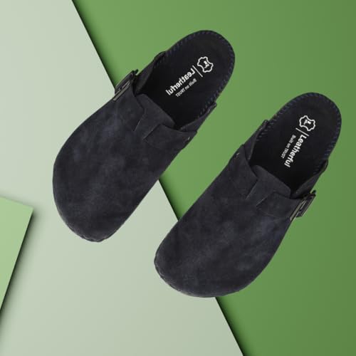 Image of Premium Orthopedic Suede Leather Mules, Lightweight Slip-On Design with Anti-Skid Sole, Cushioned Footbed, Pain-Free Comfort for Indoor Outdoor Use