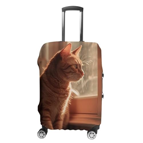 Travel Luggage Cover Elastic Suitcase Protector Anti-Scratch Washable Cat Sitting on Windowsill Luggage Sleeve Tsa Approved Carry on Covers Baggage Cover Fits 18-32 Inch Luggages