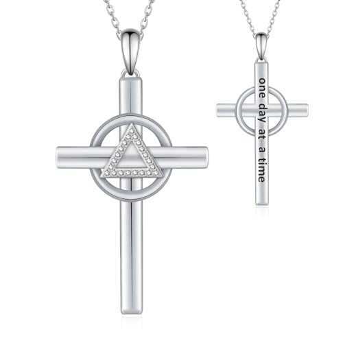 AA Sobriety Necklace 925 Sterling Silver Alcoholics Anonymous