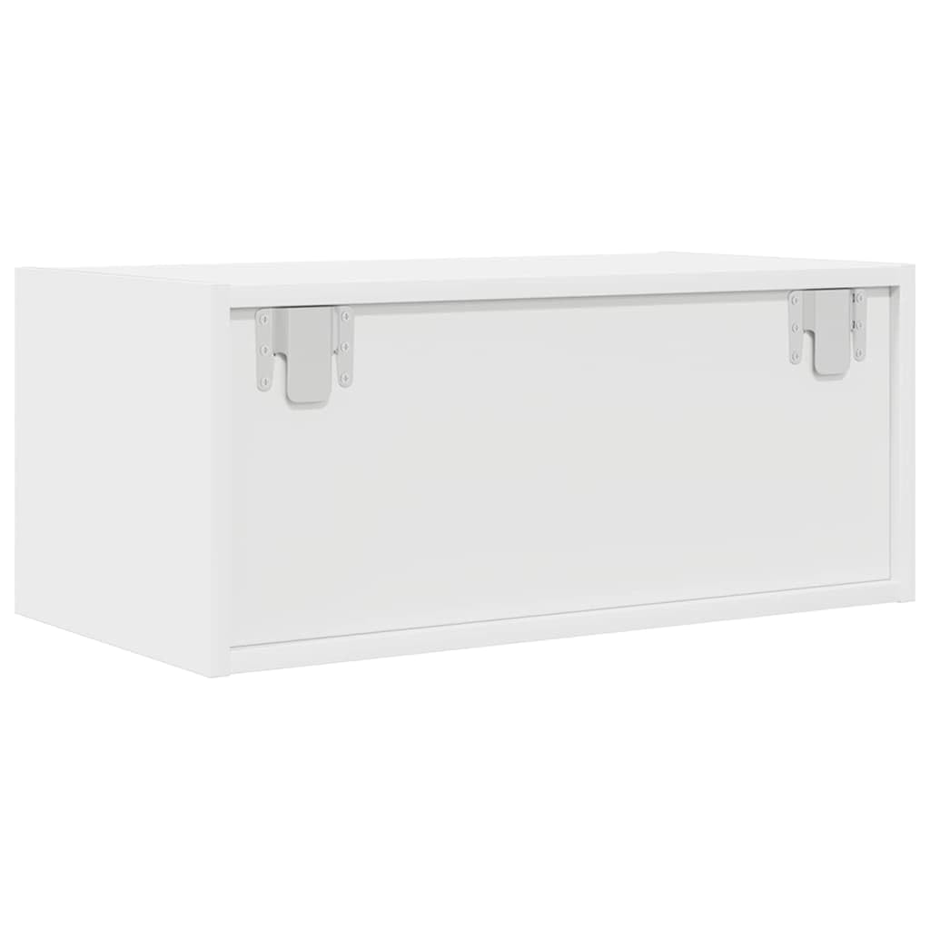Mobile TV bianco in legno 60 x 31 x 25,5 cm con 2 cassetti, montaggio a parete, spazio per soggiorno, camera da letto, home theater, credenza salvaspazio con ripiano