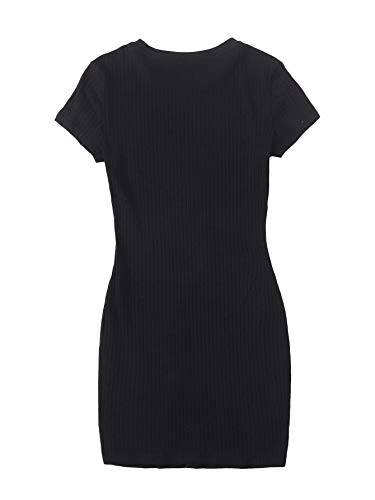 Shein Women's Short Sleeve Pencil Dress Casual Basic Bodycon T Shirt Mini Dresses Black Medium #TOP1
