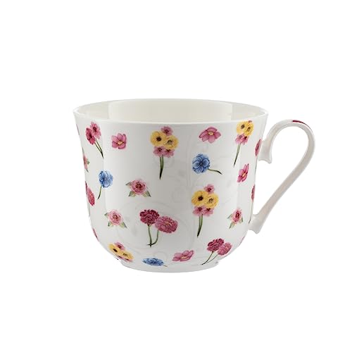 Jameson & Tailor Gobelet de 480 ml en porcelaine végétalienne brillante avec fleurs de tige