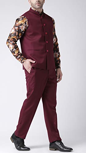 Image of hangup Men's Synthetic Notch Lapel Suit (2BasketTR Wine 40