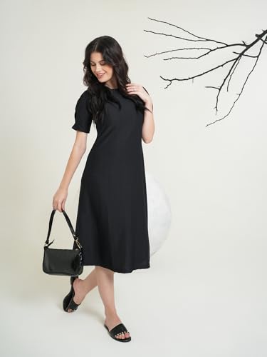 Image of PURVAJA Women's A-Line Below Knee Length Dress (Yuvi-011-013)