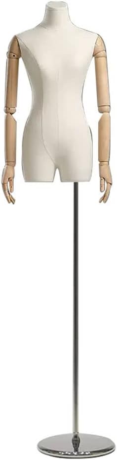 Adjustable Female Dress Form Mannequin Torso 59-86.6in, Detachable Arms & Head, Round Base for Sewing, Clothing & Jewelry Display - Plastic, Size S/Small