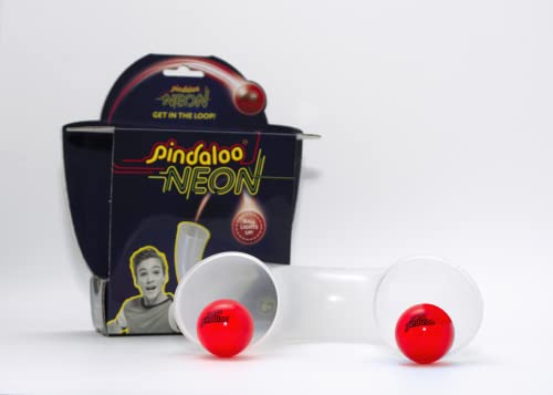 pindaloo Skill Game with 2 Balls- Gifts for Kids and Adults Indoor & Outdoor Games, Ball Toy for Boy, Teen, & Girls - Gift Ideas for Teens, Fun Stuff Party, Develops Motor & Juggling Skills - Neon