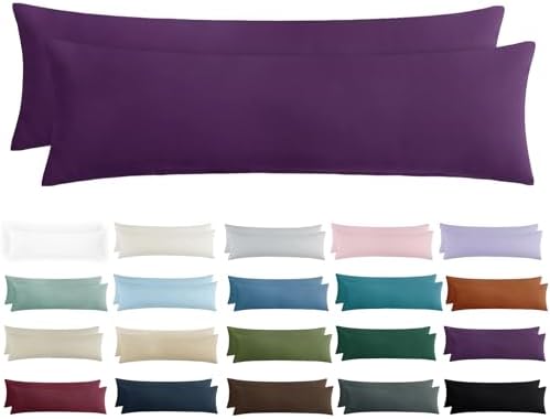 Tifschlaf Seitenschläferkissen Bezug 40 x 145 - Kissenbezug 40x145 Seitenschläfer Kopfkissenbezug 2er Set Lila mit Reißverschluss aus Mikrofaser Weich, 145x40 cm Violett Pillow Cas