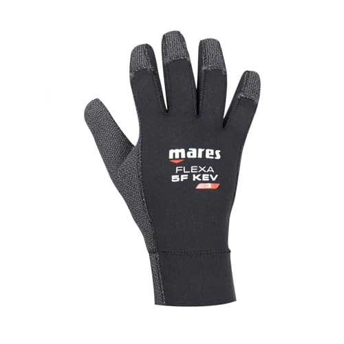 Mares Flexa 5F 3.0 3 mm Neoprene Scuba Diving Gloves | Kevlar Palm, Thumb and Fingertip Covers for Enhanced Grip | Underwater, Medium