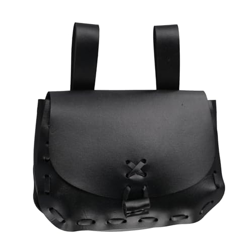 Sac banane nordique en relief cuir PU noir pochette latérale vintage ceinture médiévale