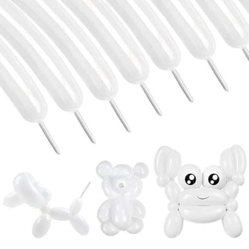 Bianco Modellabili Palloncini, 100 Metallic lungo Palloncini, Colorati Lattice Palloncini, per Feste Palloncino lungo,Compleano Decorazioni, Matrimonio,Anniversari