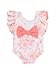 RuffleButts Girls UPF50+ Sun Protection Sleeveless Butterfly Sleeve/Waterfall One Piece Swimsuit - Bubblegum Pink Butterfly Garden Toile, 4T