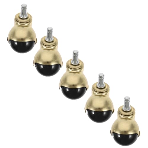 SHINEOFI Lot De 5 Roulettes Sphériques Dorées 2 Pouces En Polypropylène Et Acier Inoxydable, Roues Pivotantes Pour Chaise De Bureau Et Fauteuil Roulant, Remplacement Pour Bureaux à Domicile