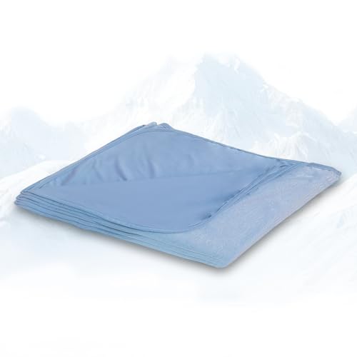 Yanghad Manta Refrescante 150 x 200 cm con Tecnología Japonesa ARC-Chill 3.0, Doble Cara de Fibra Refrescante para Cama, Sofá y Viajes (Azul Oscuro)