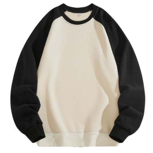 PANVER Men's Sweatshirt Lightweight Comfortable Casual Sportshirt Youth Personality Trend Long Sleeves Pullover Fashion Handsome Classic Tops D-Apricot 4XL