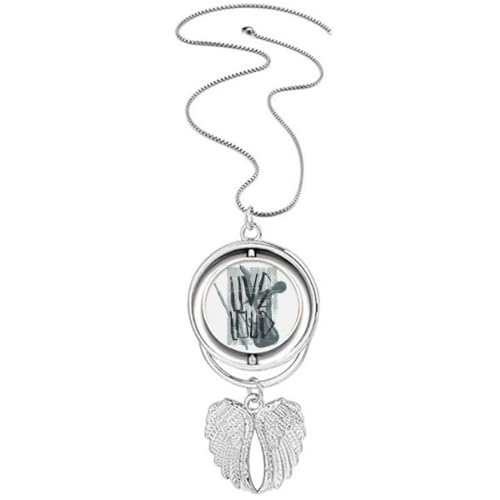 Collier avec pendentif en forme d'ailes d'ange musique jazz gris