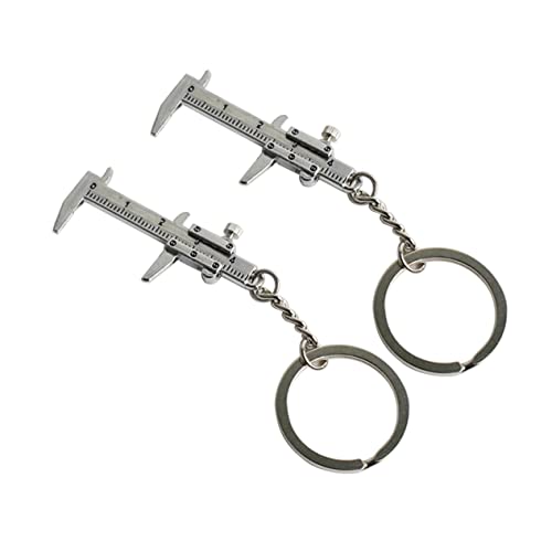 Holibanna 2pcs Cool Keychains Fiber Vernier Caliper Couples Keychain Key Chain Carbon Fiber Caliper Vernier Caliper Keyring Micrometer Measuring Too Car Key Fob Tool Key Ring Lovers Silver