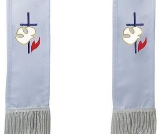 Deluxe Satin Clergy Stole with Embroidered Holy Spirit Christian Cross2